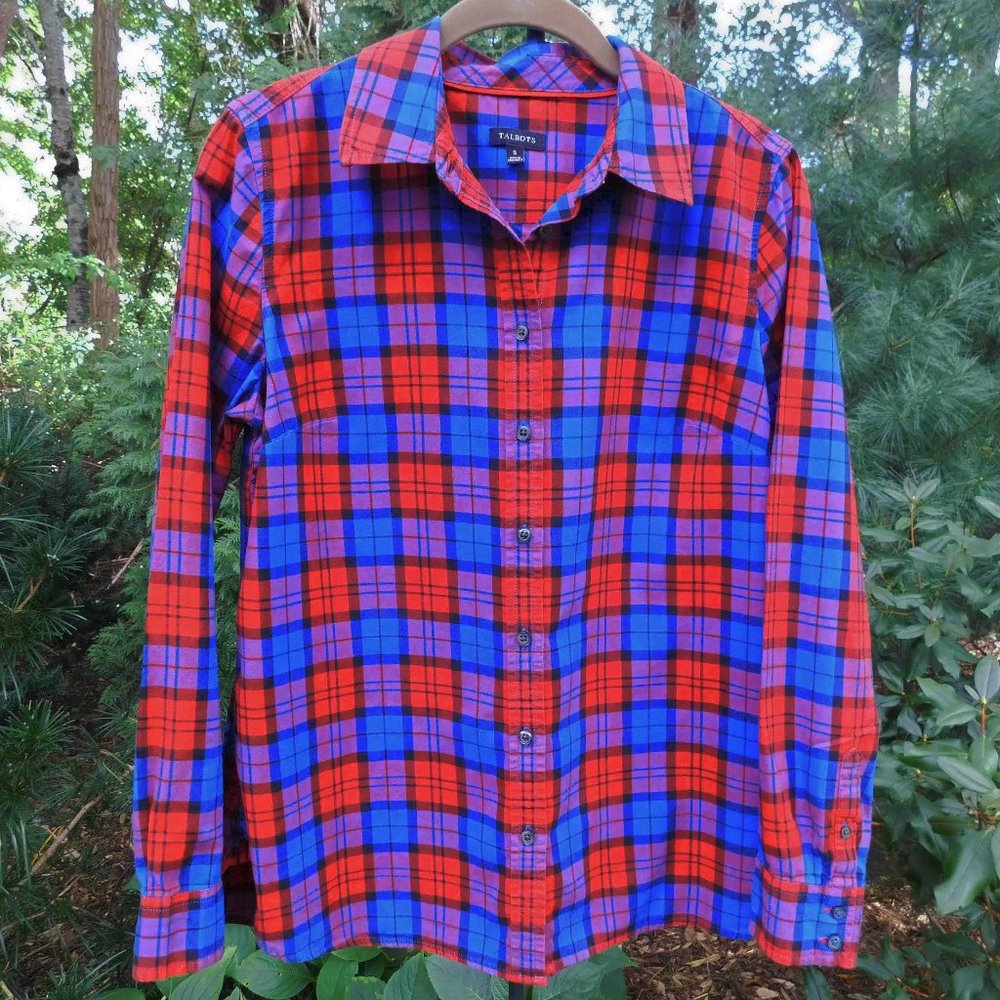 Talbots Red & Blue Plaid Cotton Buttondown